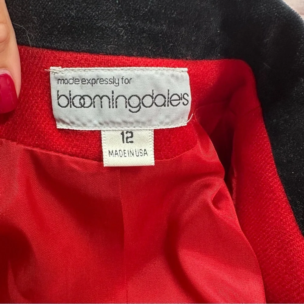 vintage Bloomingdale's red black blazer jacket sz 12 office professional